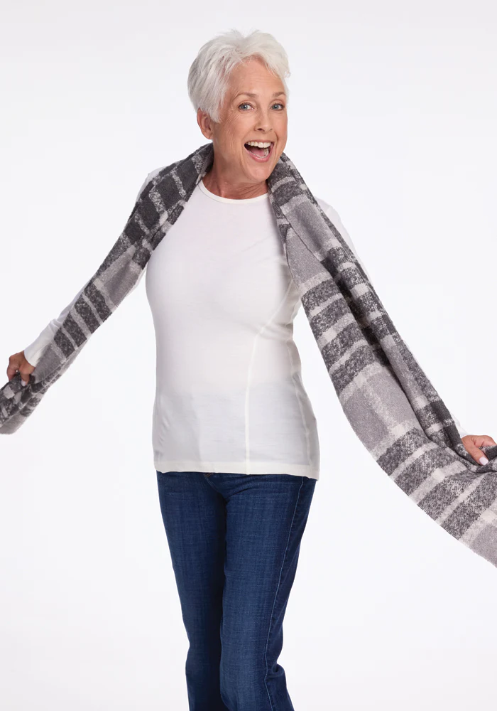 Bradie Scarf - Dark Grey Plaid - Image 6