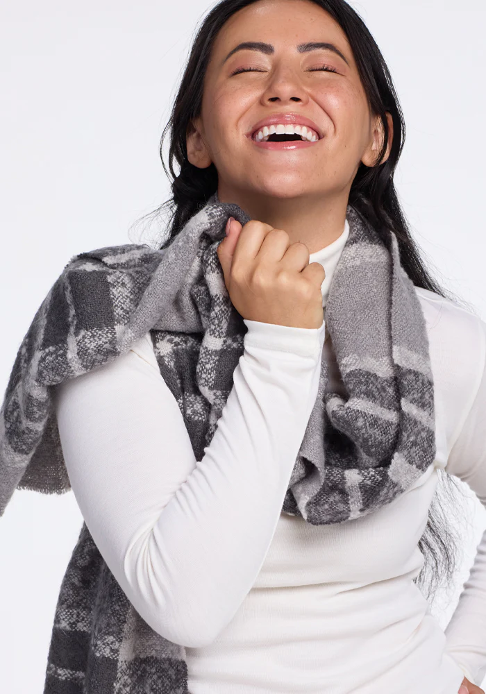 Bradie Scarf - Dark Grey Plaid - Image 9