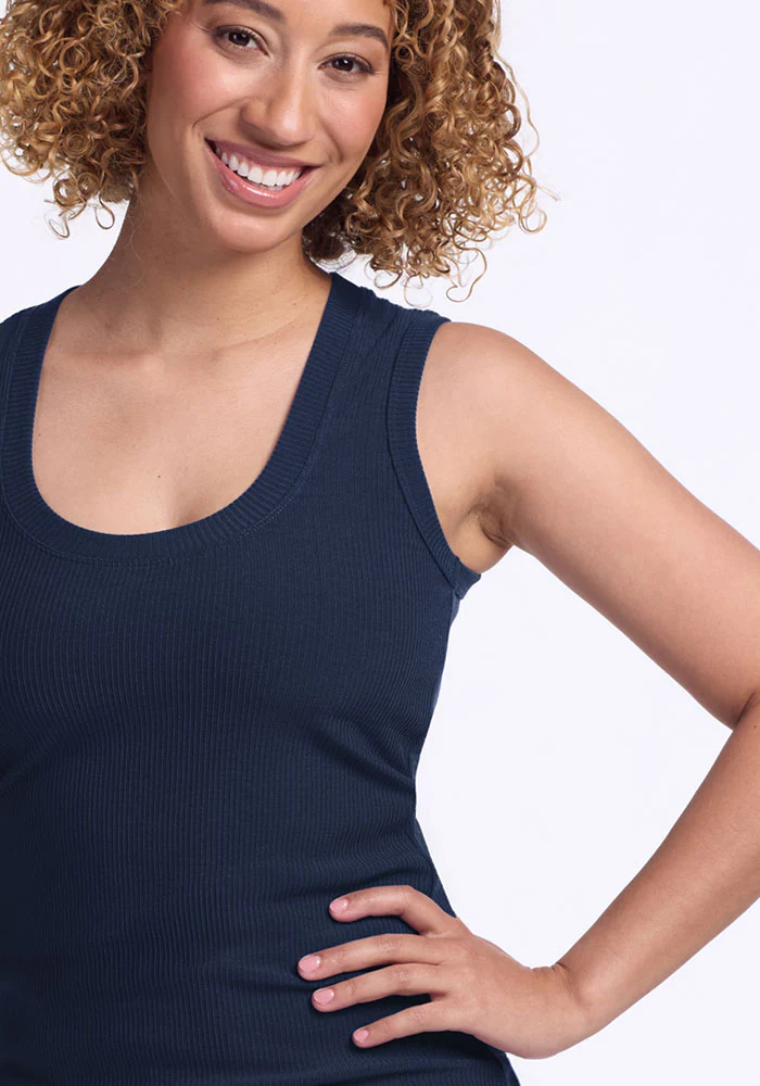 Sloane Ribbed Tank - Deep Navy - Image 2