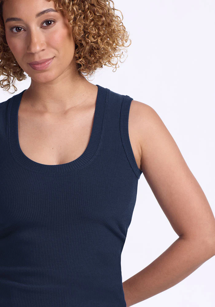 Sloane Ribbed Tank - Deep Navy - Image 3