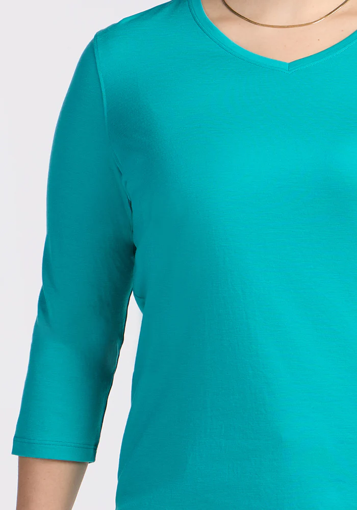 Elena 3/4 Sleeve V Neck - Cool Jade - Image 11