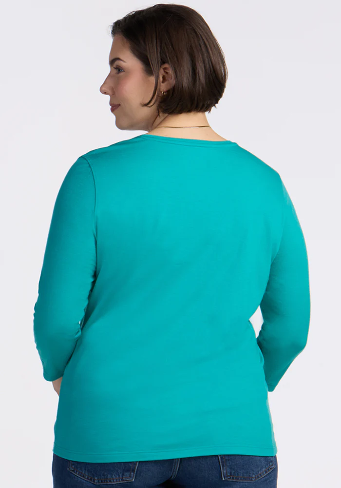 Elena 3/4 Sleeve V Neck - Cool Jade - Image 14