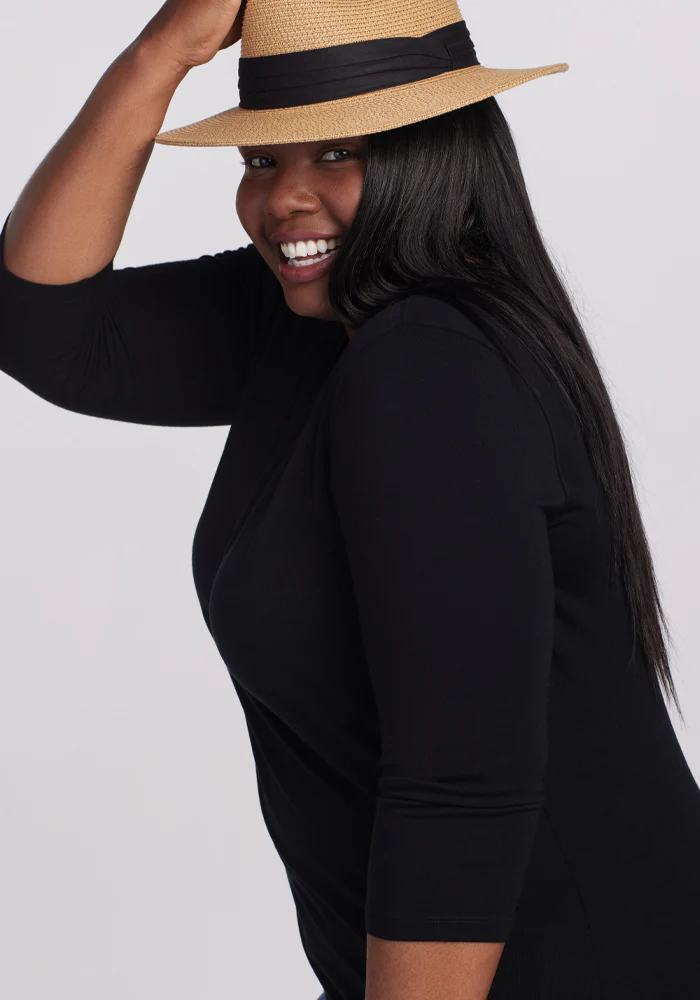 Elena 3/4 Sleeve V Neck - Black - Image 8