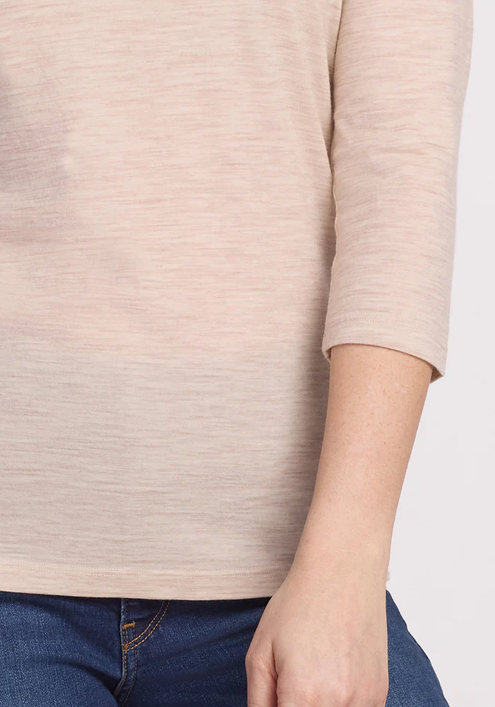 Elena 3/4 Sleeve V Neck - Cream Heather - Image 5