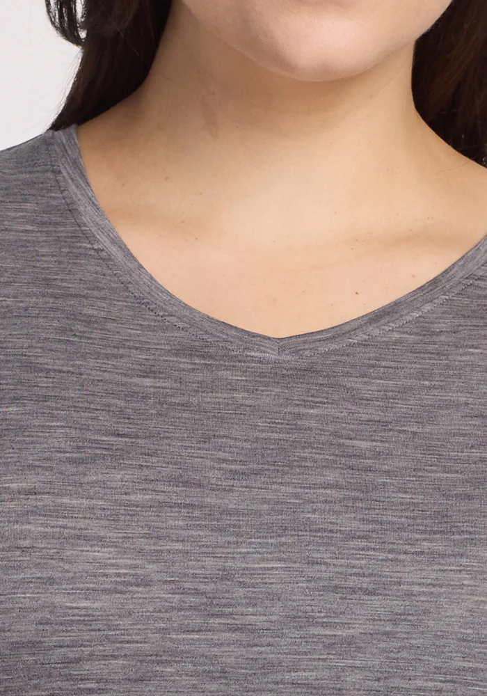 Elena 3/4 Sleeve V Neck - Graphite Heather - Image 12