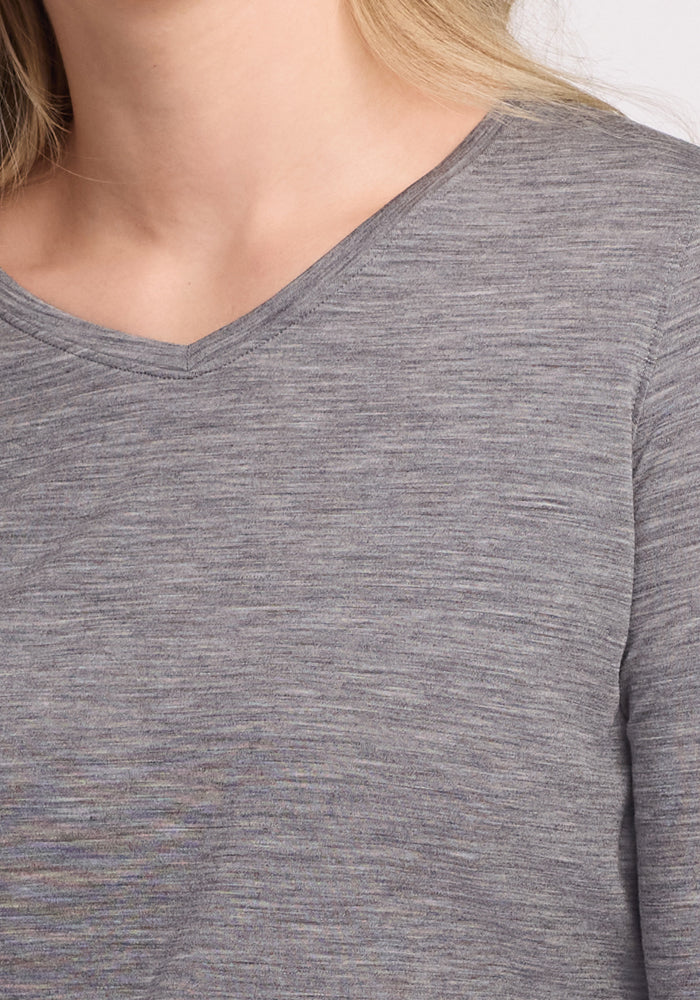 Elena 3/4 Sleeve V Neck - Graphite Heather - Image 3