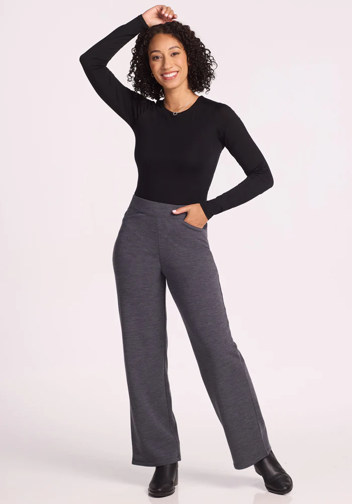 Ellie Wide Leg Pants - Cinder Melange - Image 5