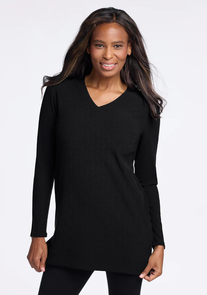Evie Ribbed Tunic - Black