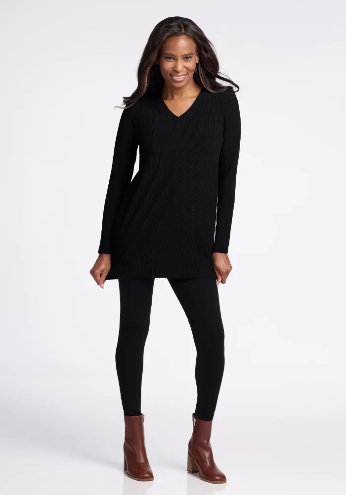 Evie Ribbed Tunic - Black - Image 5