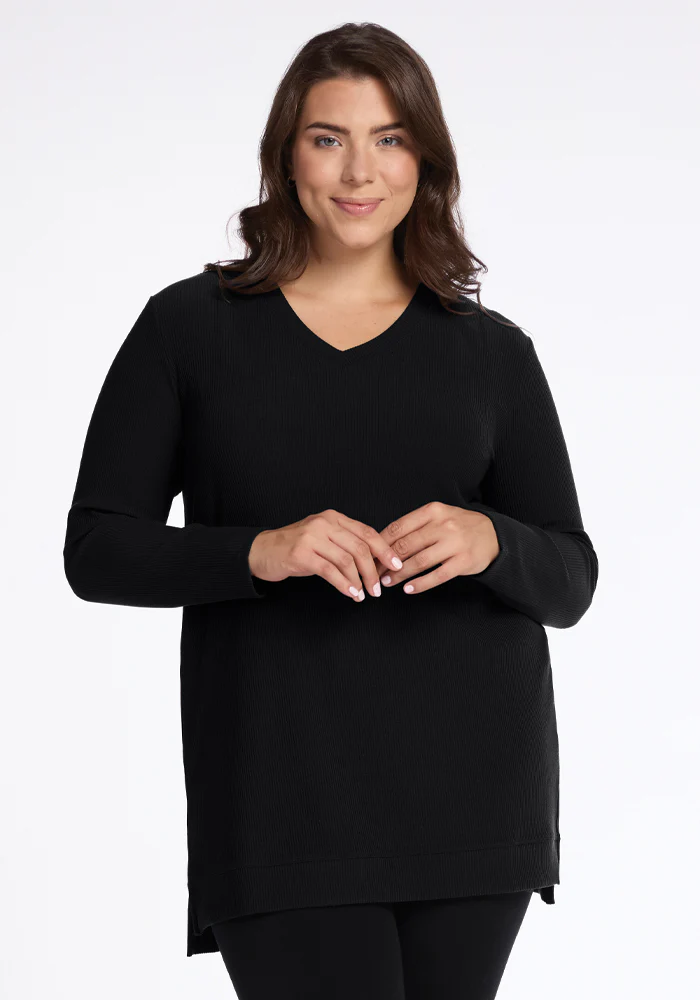 Evie Ribbed Tunic - Black - Image 7