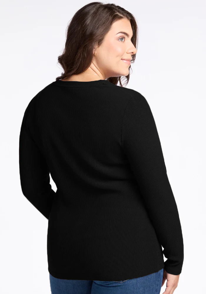 Hadley Ribbed Crew - Black - Image 5