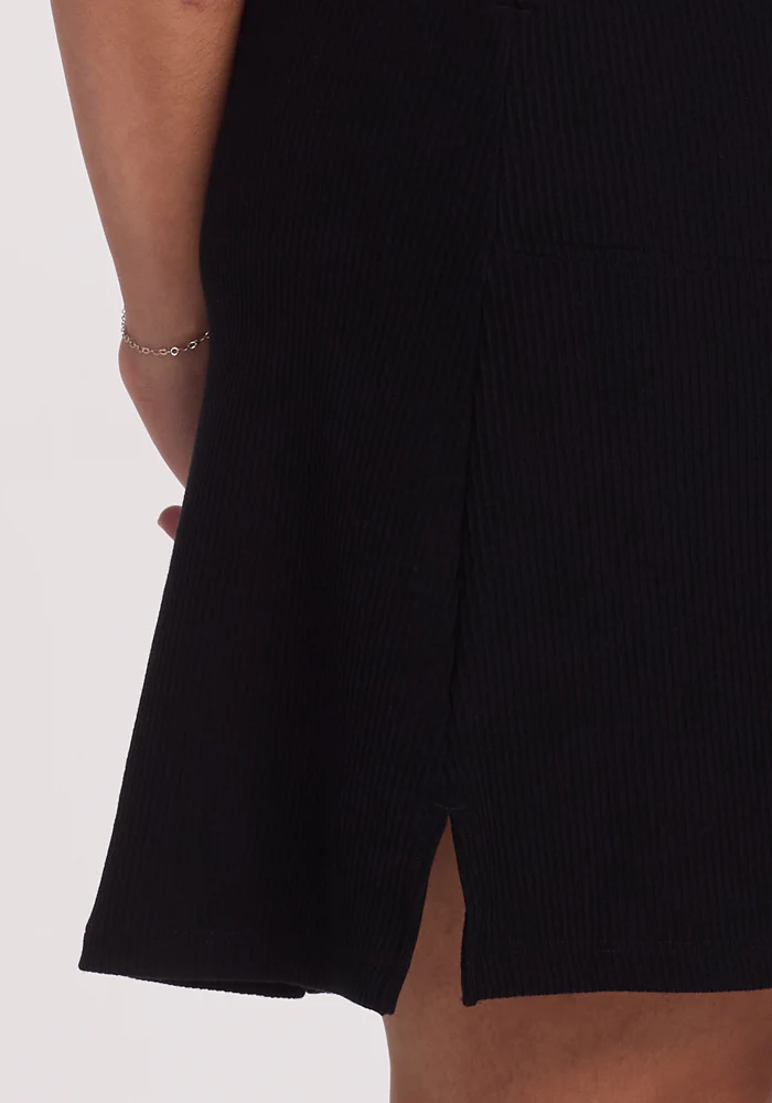 Harlowe Ribbed Dress - Black - Image 3