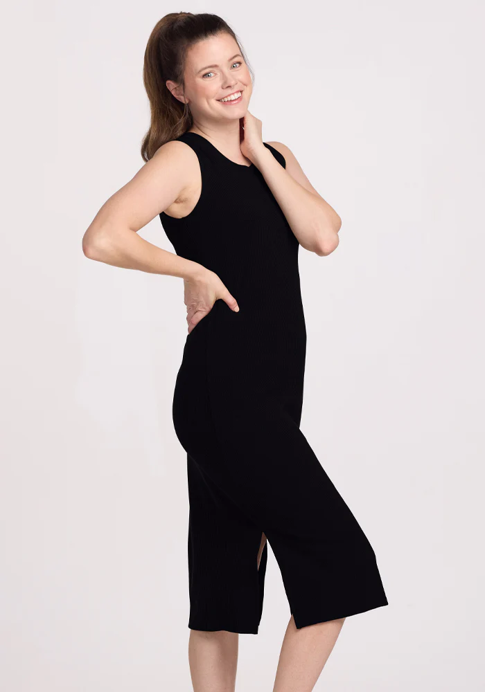 Iris Ribbed Dress - Black - Image 3