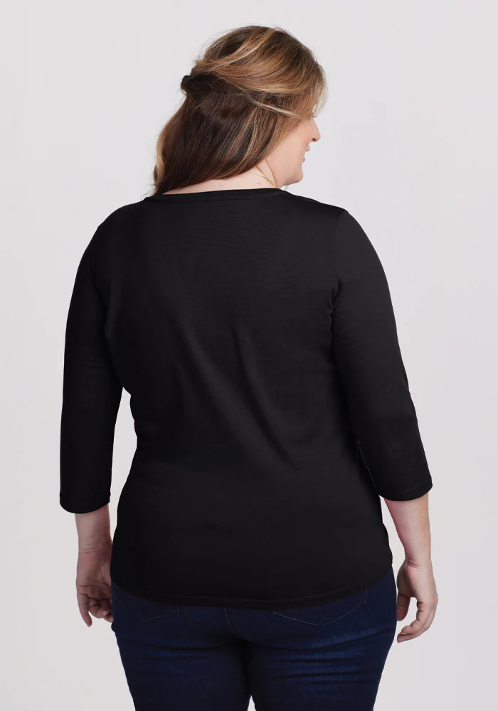 Jenny 3/4 Sleeve Crew Neck - Black - Image 12
