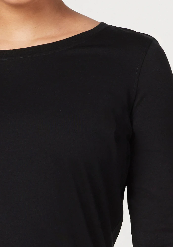 Jenny 3/4 Sleeve Crew Neck - Black - Image 4