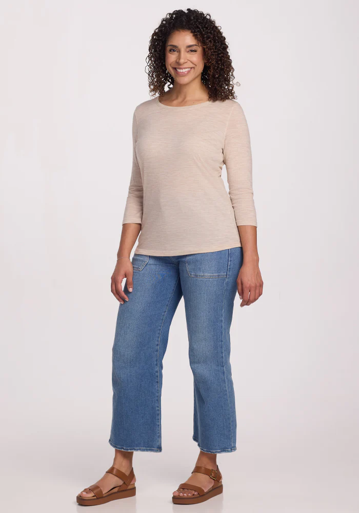 Jenny 3/4 Sleeve Crew Neck - Cream Heather - Image 14