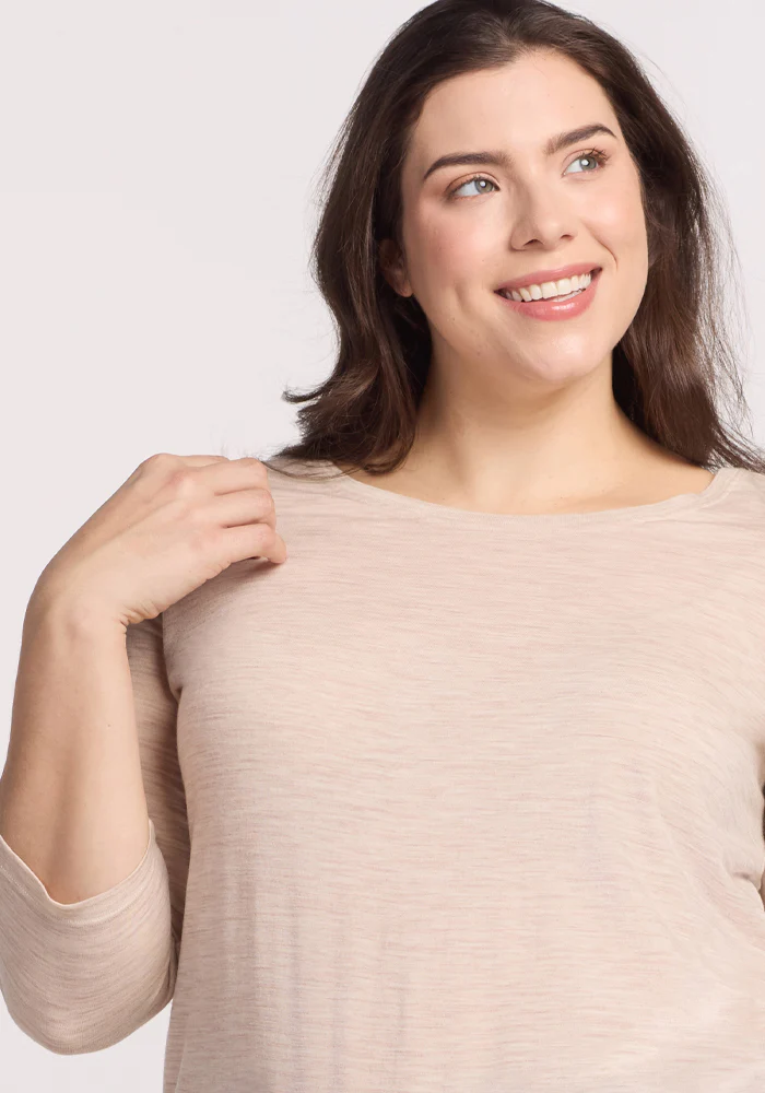 Jenny 3/4 Sleeve Crew Neck - Cream Heather - Image 7