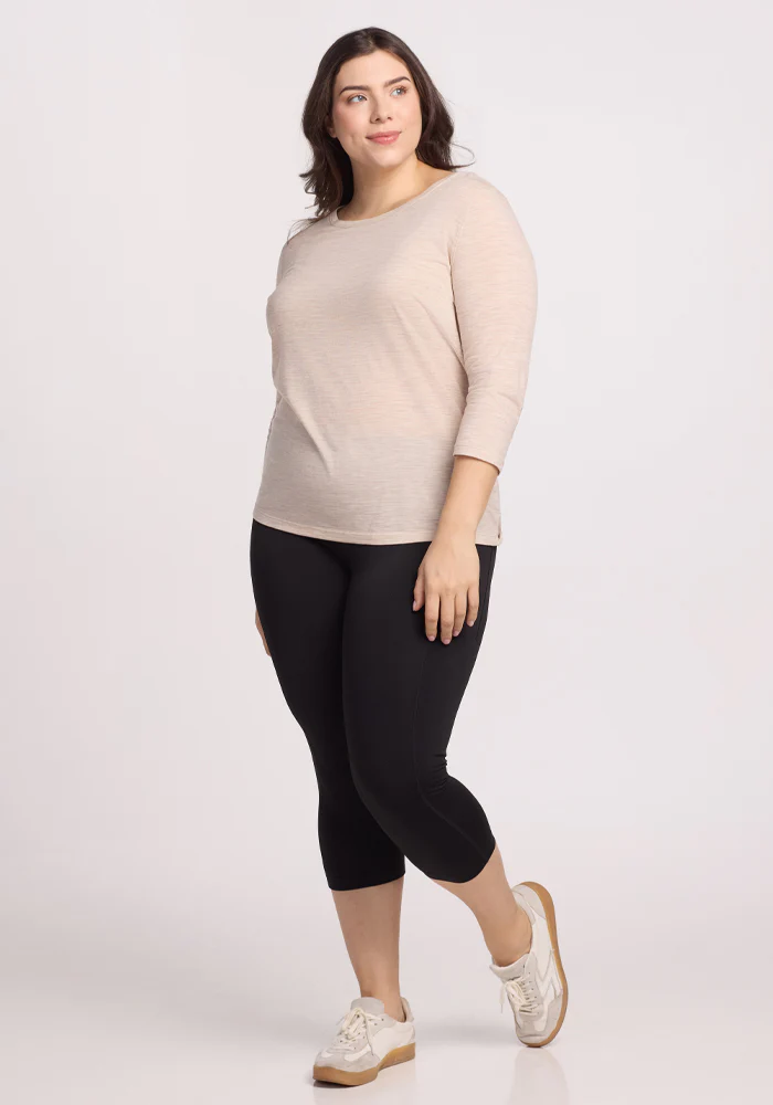Jenny 3/4 Sleeve Crew Neck - Cream Heather - Image 8