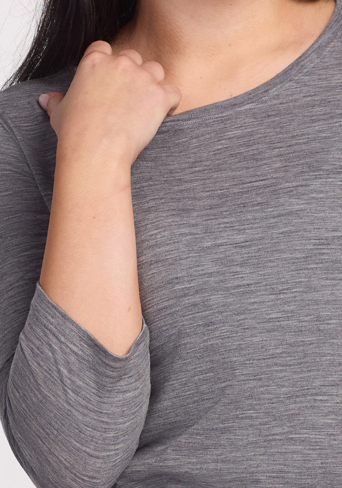 Jenny 3/4 Sleeve Crew Neck - Graphite Heather - Image 4