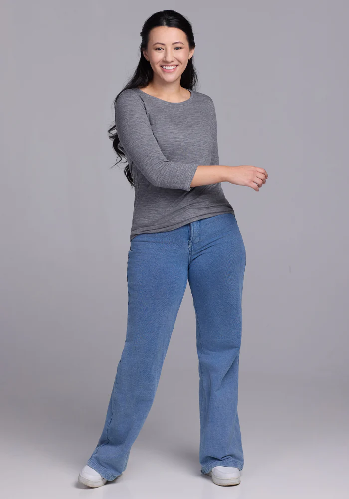 Jenny 3/4 Sleeve Crew Neck - Graphite Heather - Image 7