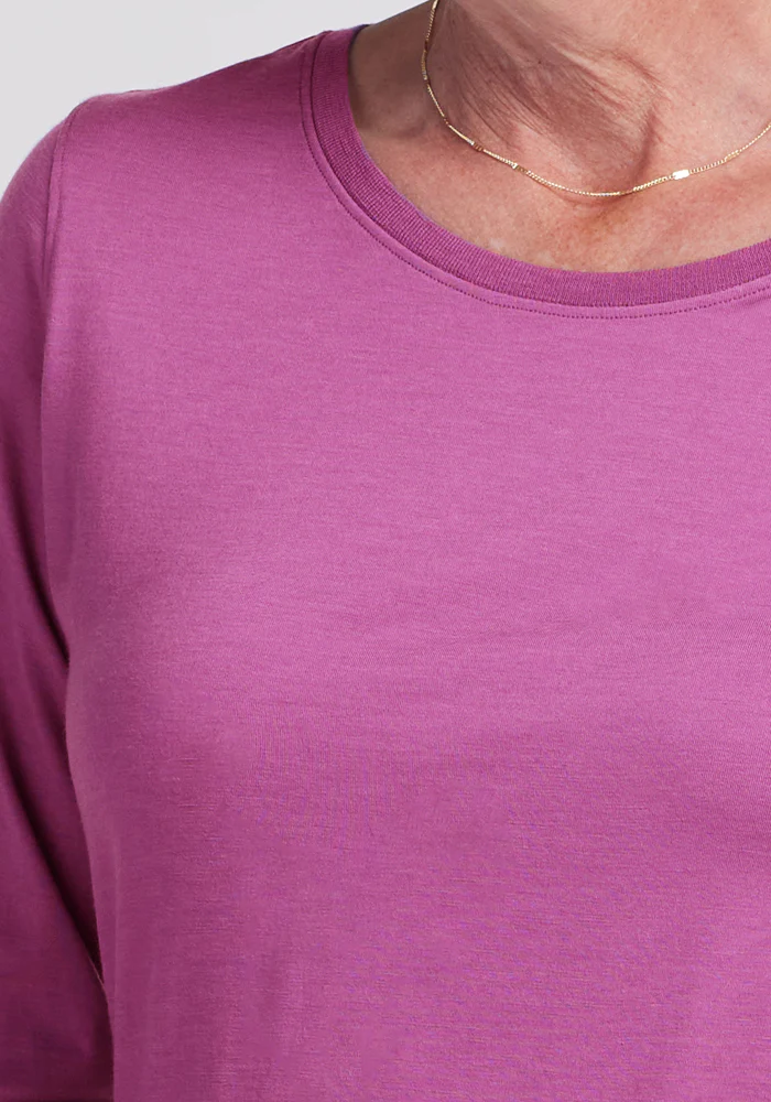 Jenny 3/4 Sleeve Crew Neck - Purple Wine - Image 3