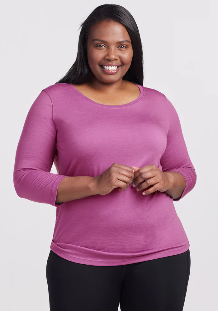 Jenny 3/4 Sleeve Crew Neck - Purple Wine - Image 6