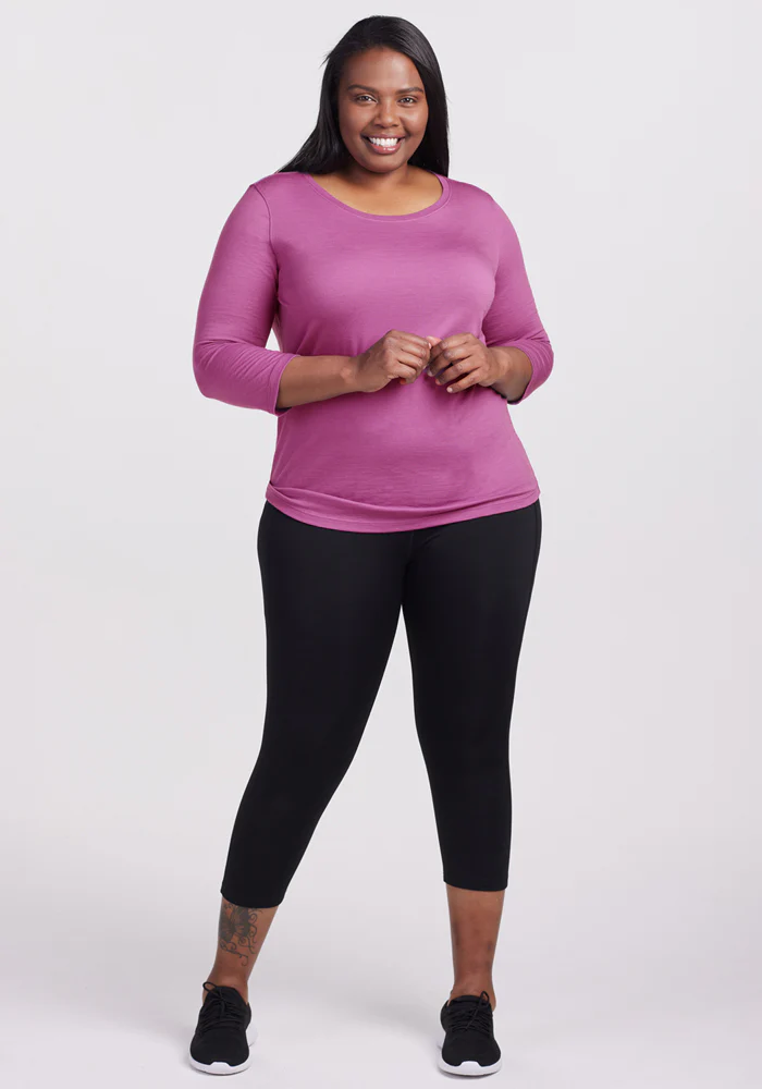 Jenny 3/4 Sleeve Crew Neck - Purple Wine - Image 9