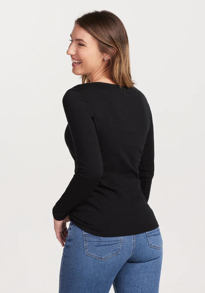 Layla V Neck Top - Black - Image 7