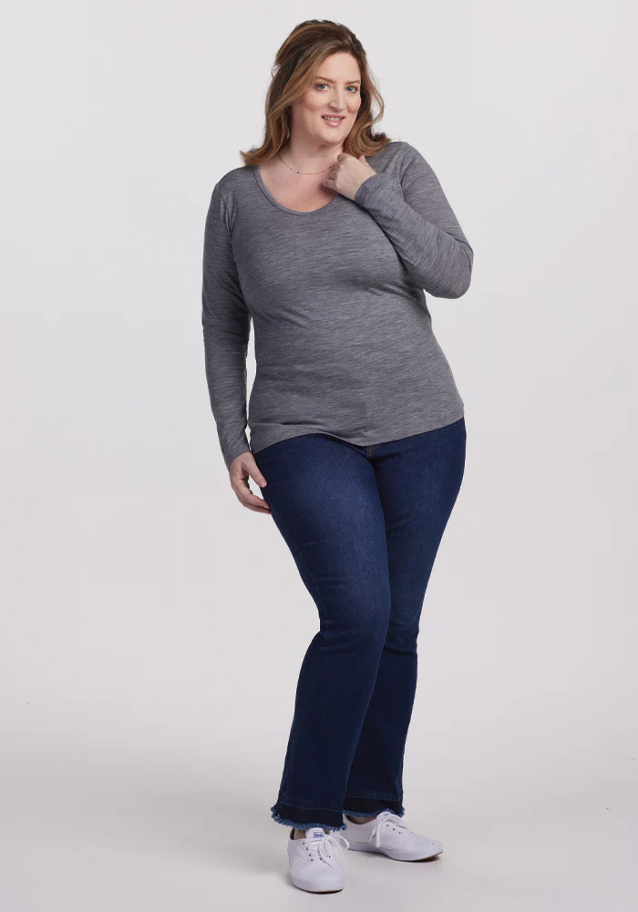 Layla V Neck Top - Graphite Heather - Image 4