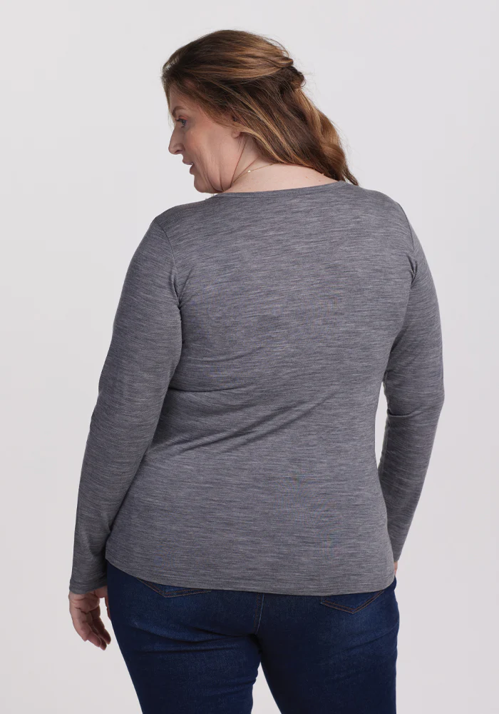 Layla V Neck Top - Graphite Heather - Image 5