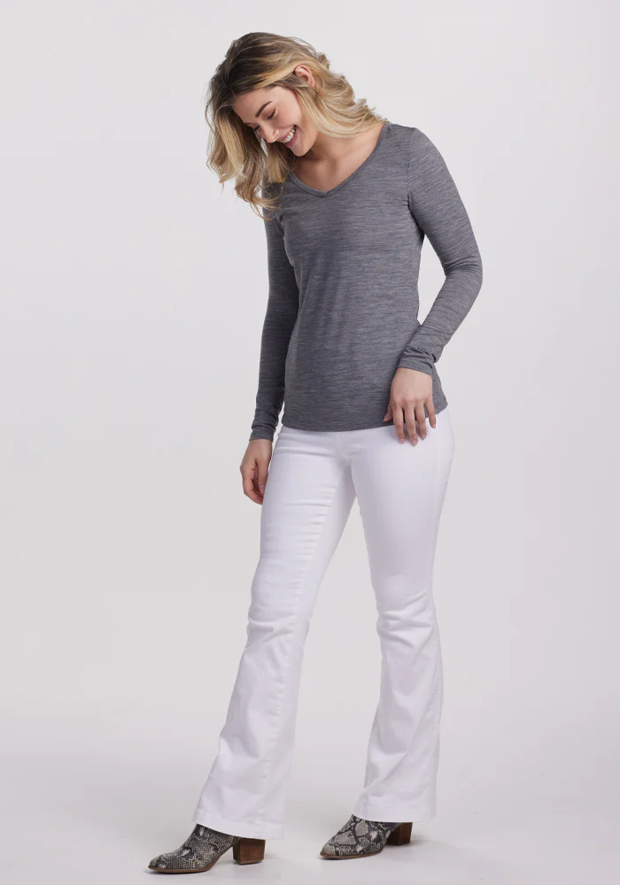 Layla V Neck Top - Graphite Heather - Image 7