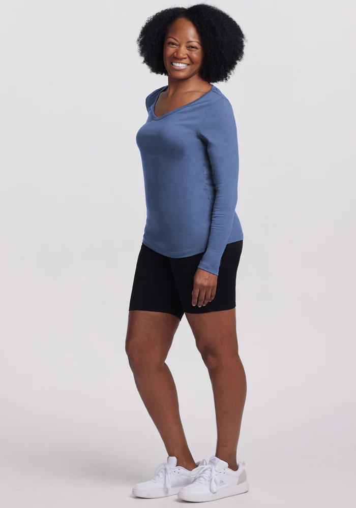 Layla V Neck Top - Skyline - Image 4