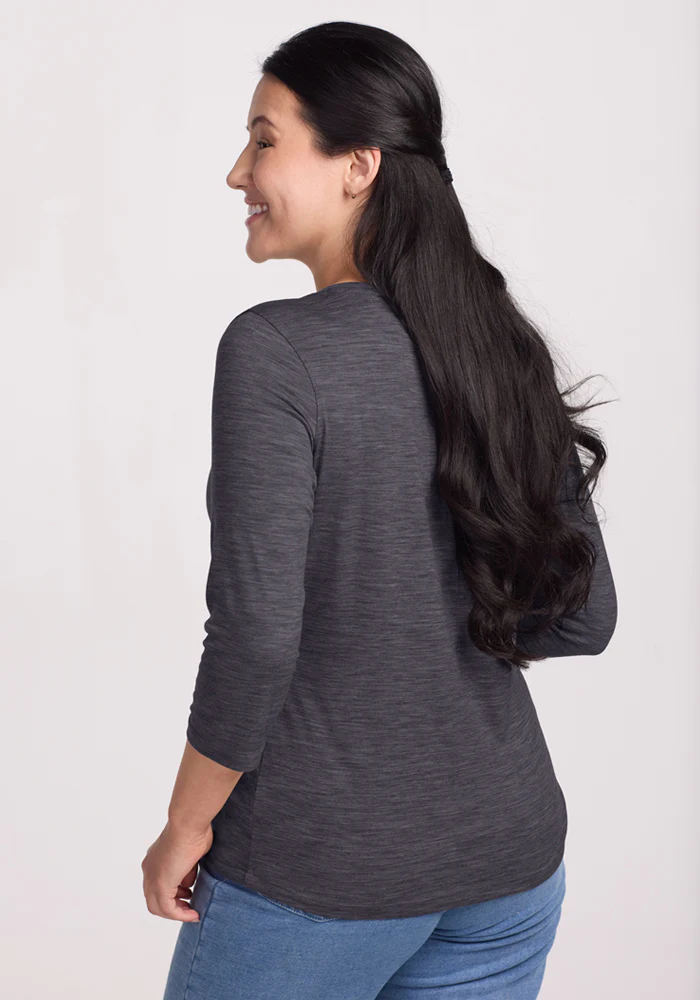 Jenny 3/4 Sleeve Crew Neck - Cinder Melange - Image 6