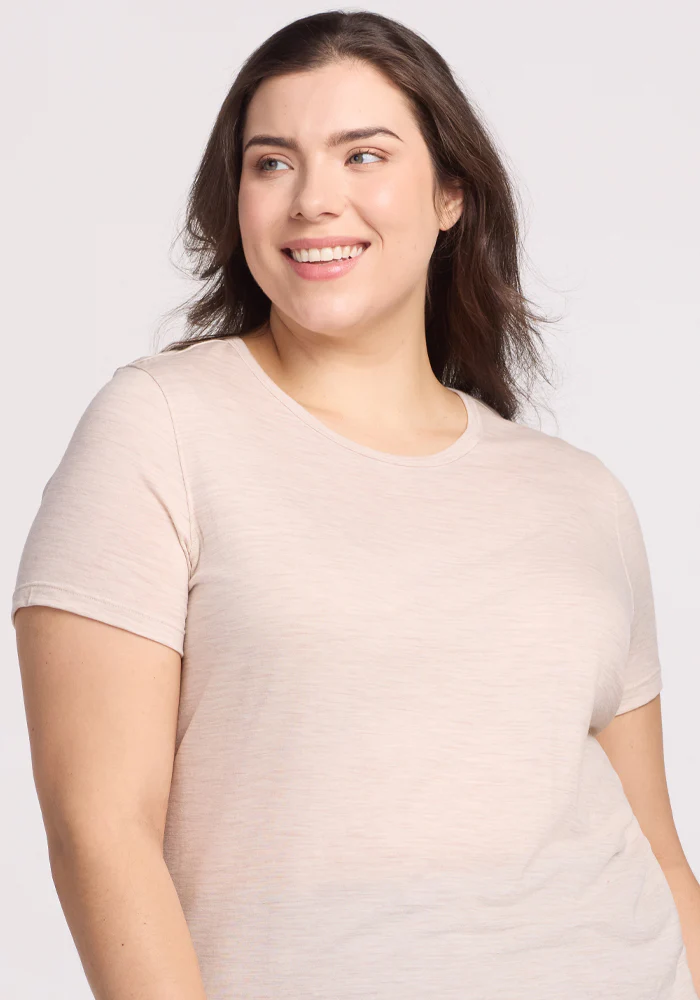 Liza Crew Neck Tee - Cream Heather - Image 11