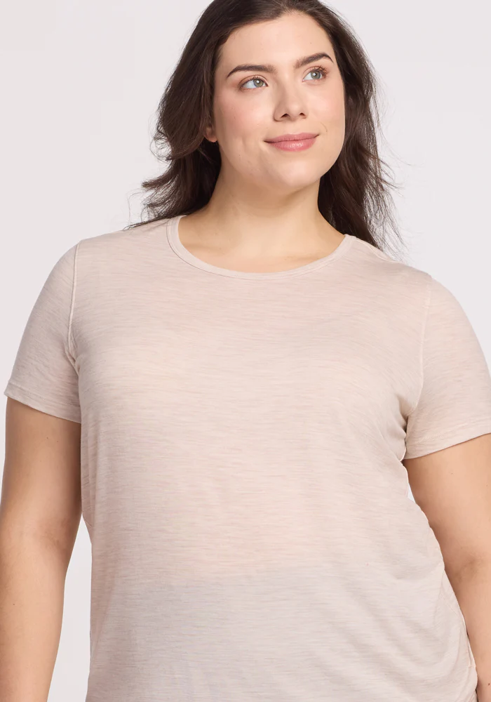 Liza Crew Neck Tee - Cream Heather - Image 14