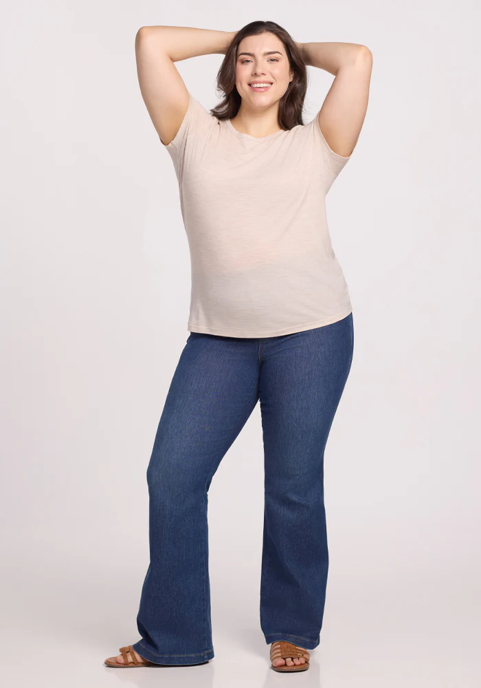 Liza Crew Neck Tee - Cream Heather - Image 15