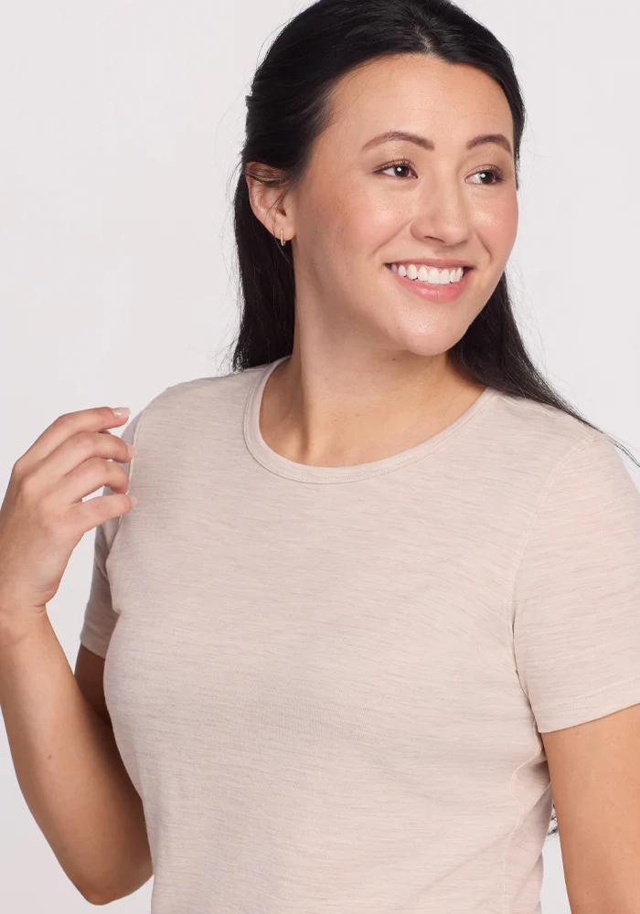Liza Crew Neck Tee - Cream Heather - Image 2
