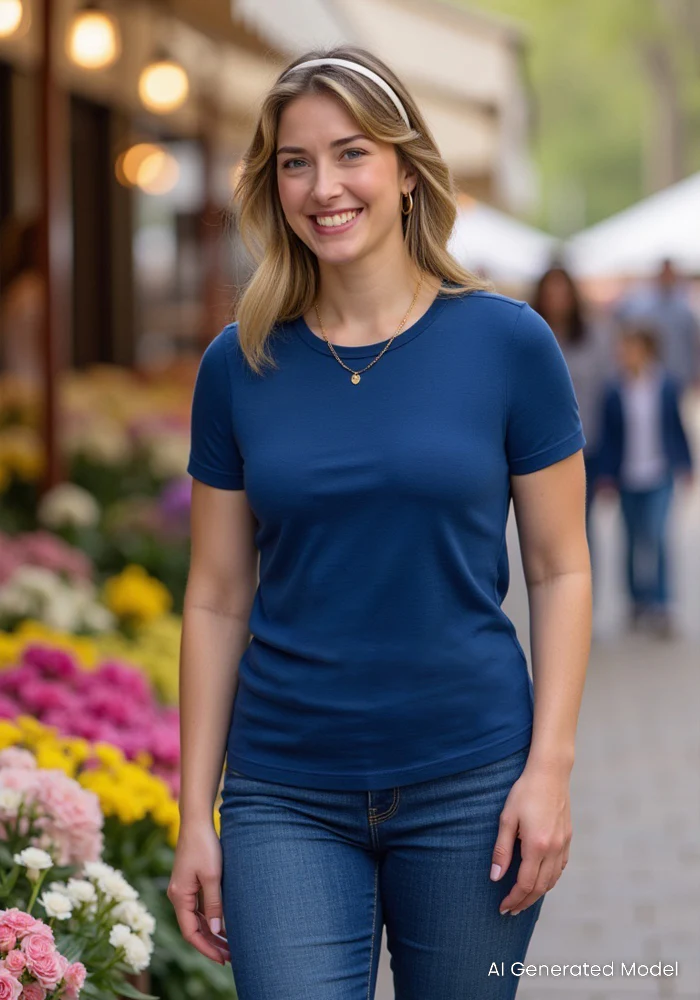 Liza Crew Neck Tee - Estate Blue - Image 10