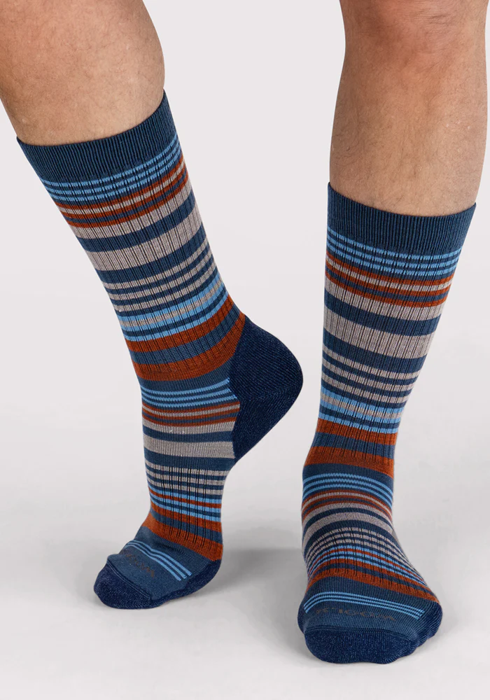 Mens Everyday Crew Socks - Majolica Blue Stripe - Image 4