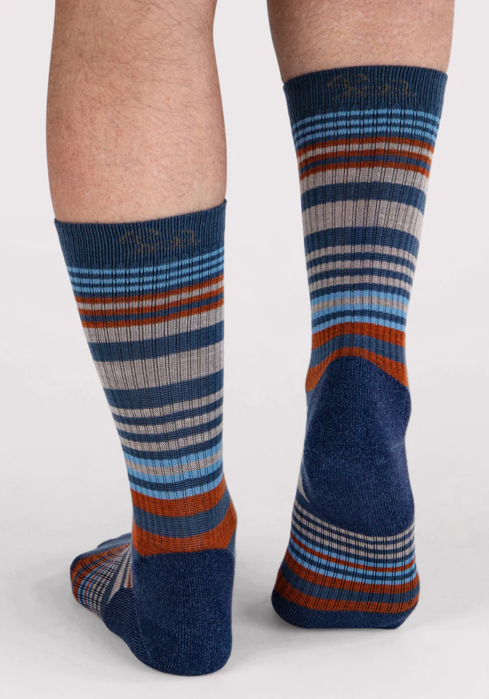 Mens Everyday Crew Socks - Majolica Blue Stripe - Image 5