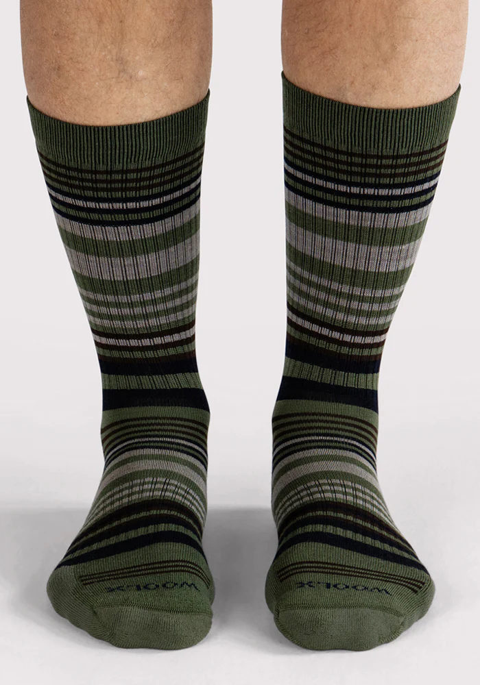 Mens Everyday Crew Socks - Winter Moss Stripe - Image 2