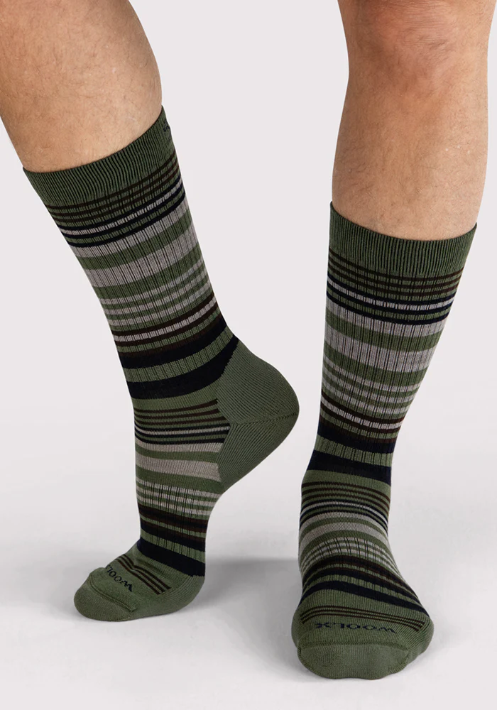 Mens Everyday Crew Socks - Winter Moss Stripe - Image 3