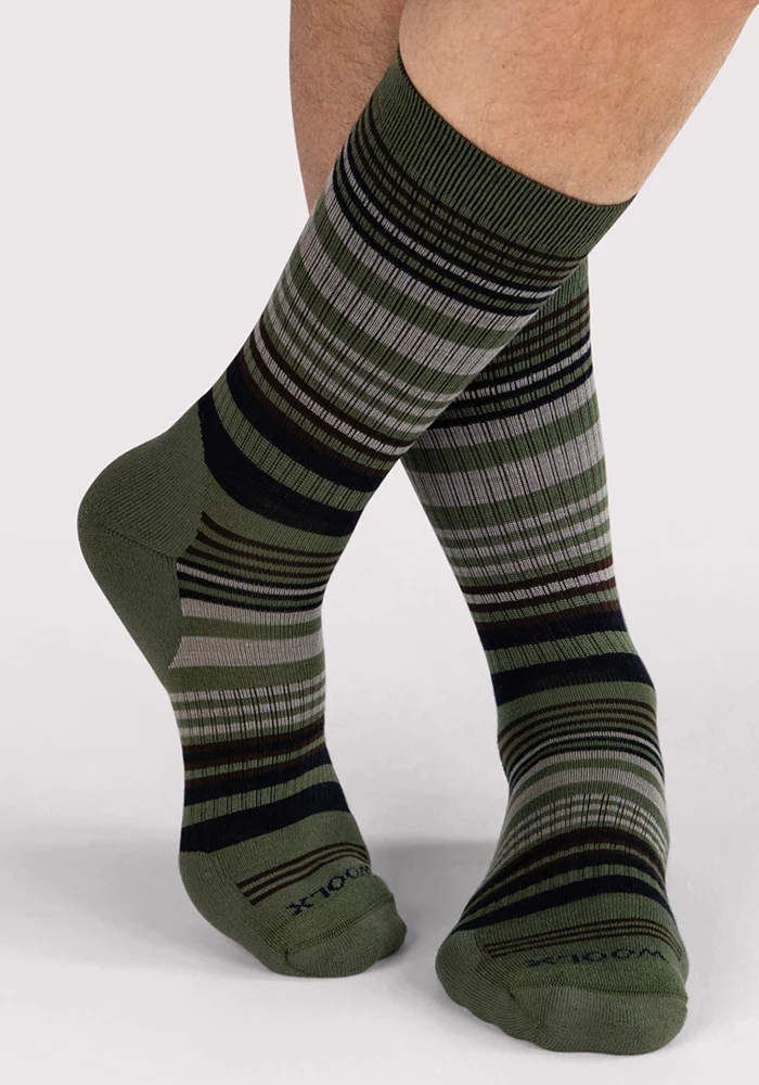 Mens Everyday Crew Socks - Winter Moss Stripe - Image 4