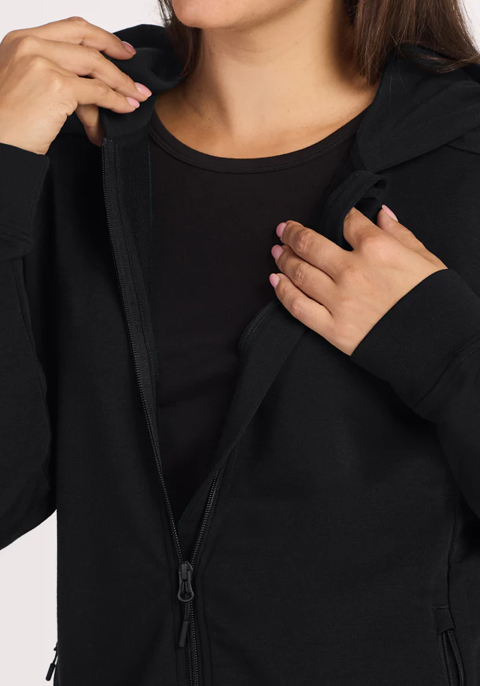 Darby Zip Up Hoodie - Black - Image 3