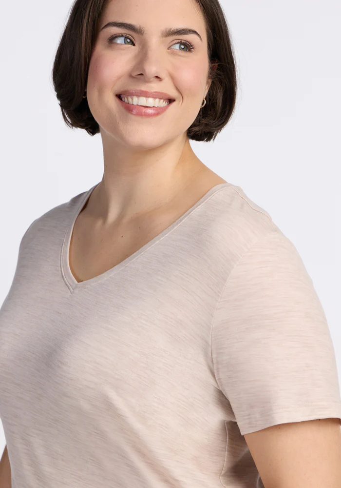 Junie V Neck - Cream Heather - Image 10
