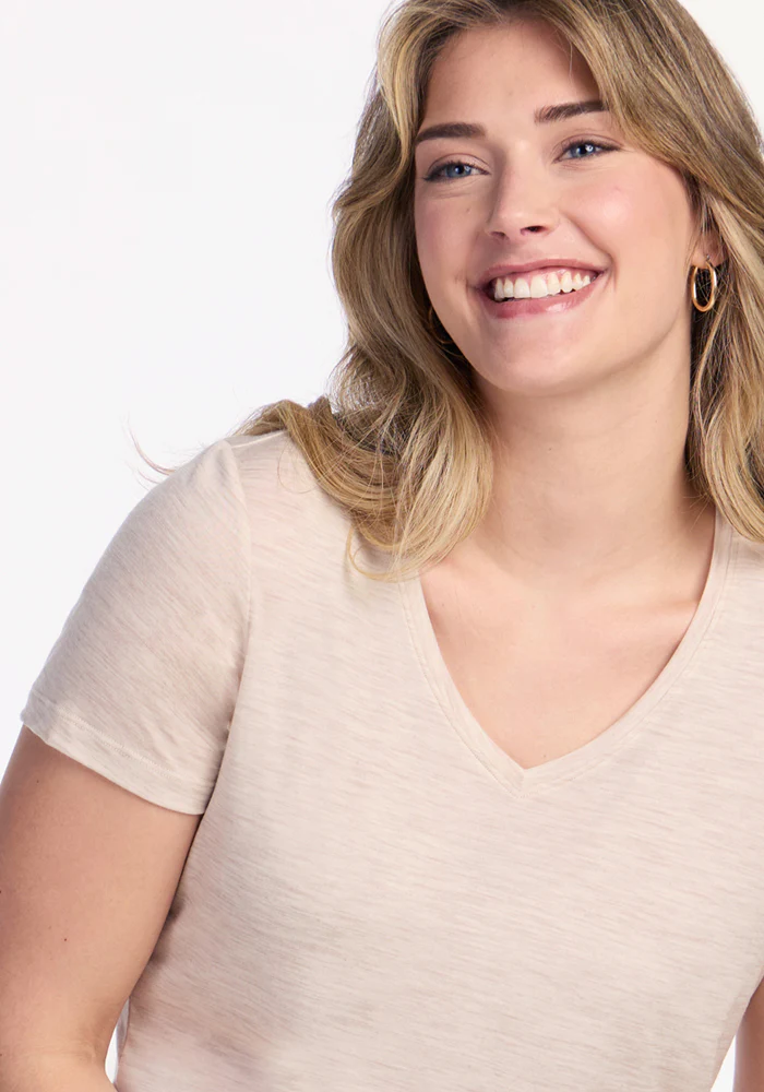 Junie V Neck - Cream Heather - Image 3