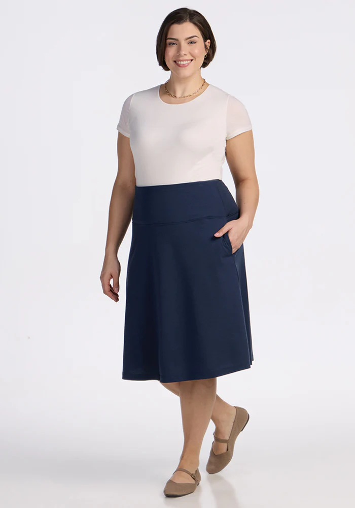 Marilyn Flowy Midi Skirt - Deep Navy - Image 11