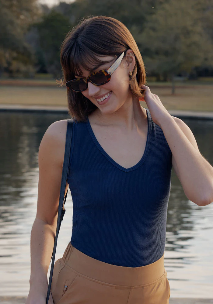 Vivi Ribbed Tank - Deep Navy - Image 12