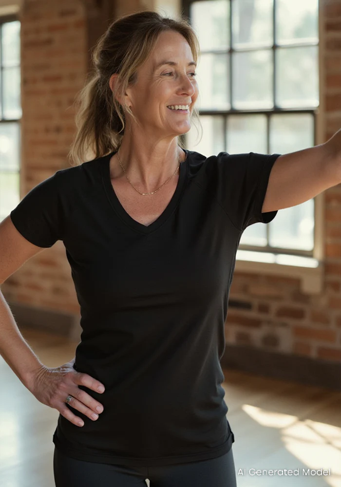 Mia V Neck - Black - Image 16
