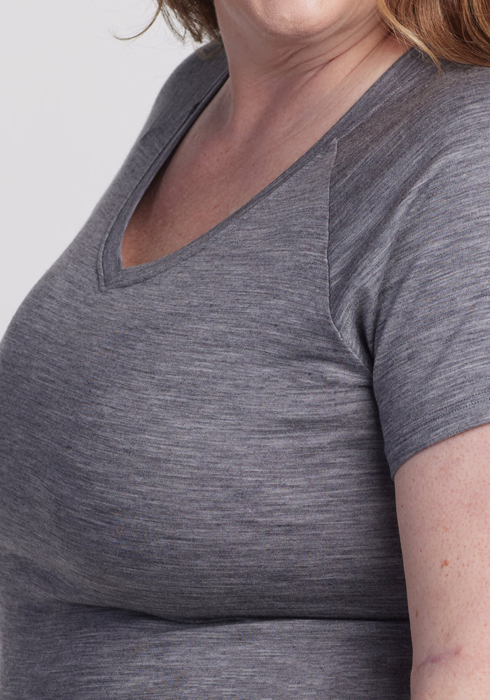 Mia V Neck - Graphite Heather - Image 8